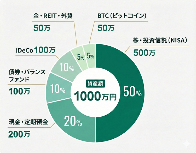 貯金1000万円の運用ポートフォリオ